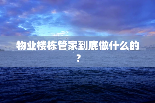 物业楼栋管家到底做什么的？
