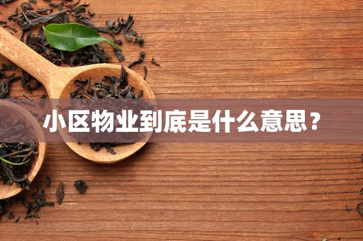 小区物业到底是什么意思？