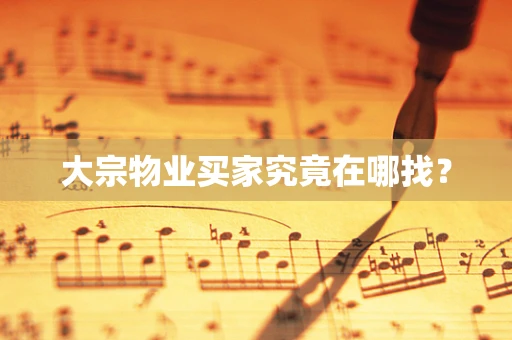 大宗物业买家究竟在哪找？
