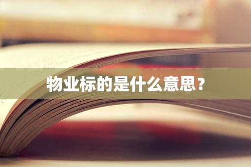 物业标的是什么意思？
