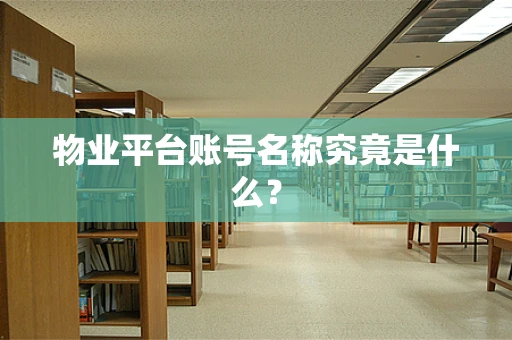 物业平台账号名称究竟是什么？