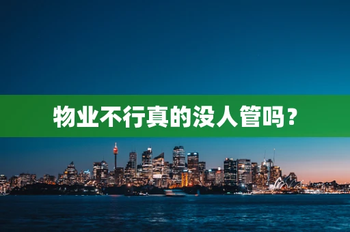 物业不行真的没人管吗？